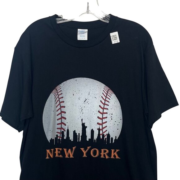 Port & Company New York Baseball Skyline Tshirt Mens Large Black New - Picture 3 of 9